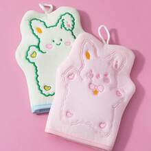 1pc Rabbit Shaped Exfoliating Bath Gloves, Cute Pattern Bathing Scrub Mitt - Multicolor - View 3