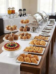 7 piezas Juego de exhibición de postres blanco, que incluye 2 soportes para cupcakes, 1 soporte para pastel y 4 bandejas rectangulares, vajilla de plástico reutilizable, adecuado para bodas y cumpleaños - Multicolor - Ver 5