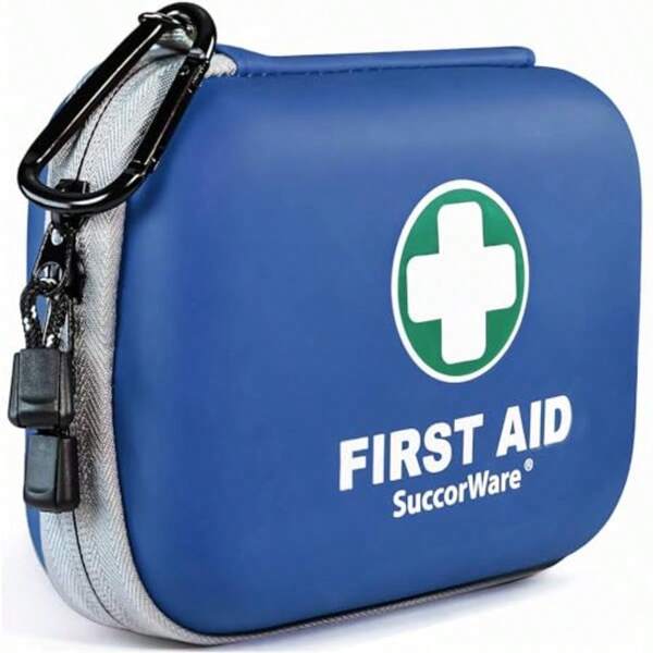 SuccorWare 150 Pieces Mini First Aid Kit - Small Medical Kit With Hard Shell - Emergency First Aid Kit For Car Travel Home Outdoor Office Camping Hiking Red