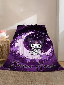 SANRIO 1件定制卡通图案毯，可定制个人姓名，印有可爱卡通图案，柔软舒适，可机洗，数码印花涤纶面料，适用于沙发、床、旅行、露营、客厅、办公室、座椅等场所——是馈赠亲朋好友的理想礼物。 - 彩色 - 查看 5