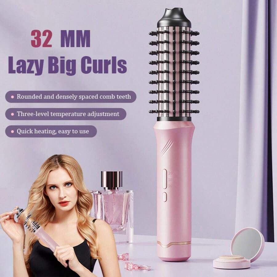 USB Rechargeable Heated Hair Straightener & Curler, 32mm Curling Iron With 3 Temperature Settings, Tangle-Free Curling At Any Temperature - Multicolor - View 1