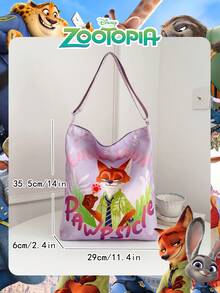 Disney 1 Pc Officially Licensed Zootopia Nick Pattern Storage Bag Shopping Bag High-Capacity Tote Bag Adjustable Shoulder Strap Shoulder Bag Lightweight Handbag Official Licensed - Verifiable For Lady/Girls/Women Perfect For Daily/Shopping/Going Out - Multicolor - View 4