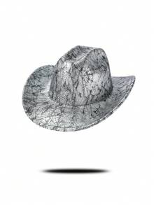 1顶炫彩黑色牛仔帽，面料反射彩虹光泽，未来感十足的宽檐设计修饰脸型，适合音乐节、派对、日常佩戴。 - 禮帽 - 查看 13