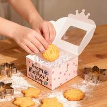 28个/包 母亲节烘焙DIY饼干礼品包装开窗纸盒，节日派对糖果巧克力零食礼盒，4种混合图案 - 彩色 - 查看 5