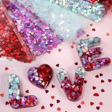 4袋/套 4包x2克 全息红色心形闪光树脂亮片填充物，模具填充材料，DIY工艺品，情人节工艺品，珠宝铸造用品 - 彩色 - 查看 2