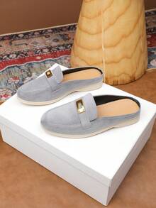 Damen Slip-On Mules, Neue Frühling/Sommer 2026 Outdoor Flache Sandalen, Modische Schlupfschuhe, Große Größen 41-43 - Grau - Übersicht 3