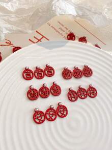 20个/包迷你中国红结,汉字,春节,祝福语美甲饰品,多用途系列,吉祥,繁荣,财富,幸福,合金材质中国新年红色美甲饰品,树脂小装饰,优质蝴蝶结美甲装饰美甲用品 - 紅色 - 查看 4