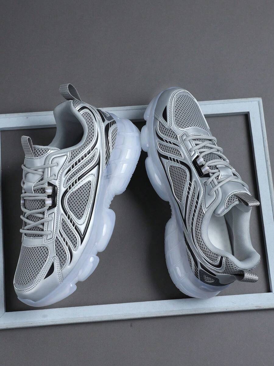 Zapatillas deportivas de hombre de caña baja, zapatos casuales para correr, caminar y uso diario, calzado deportivo de moda, tenis y ropa urbana - Gris - Ver 1