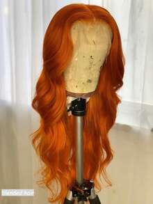 180%密度水波纹无胶假发，真人混纺水波纹13x4蕾丝前假发，无需胶水，预剪预拔毛，高清蕾丝前假发，适合初学者，10-36英寸，姜橙色，350 - S350 - 查看 2