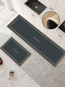 3.5mm Thick Soft Rubber Linen Kitchen Mat, Simple Solid Color Letter Style Kitchen Absorbent Rug, Edged Carpet To Prevent Peeling, Water-Absorbing And Easy To Clean Mat, Linen Surface, Foam Middle Layer, Rubber Bottom, Suitable For Kitchen Rugs, Home Decor, Bathroom, Entryway, Laundry Room, Hallway, Living Room And More - Multicolor - View 9