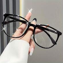 女士时尚黑色PC镜框，配AC镜片，塑料铰链，适合电脑和游戏，椭圆形全框非处方透明镜片眼镜 - 彩色 - 查看 11