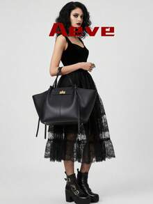 时尚大容量梯形设计奢华PU皮革女士单肩包，设计师款别致锁扣手提包，高品质腋下包 - 彩色 - 查看 5