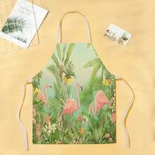 1pc Flamingo Pattern Apron, Creative Funny Fashion Printed Home Cleaning Apron, Easy To Clean Kitchen Cooking Apron, Creative Home Apron - Multicolor - View 16