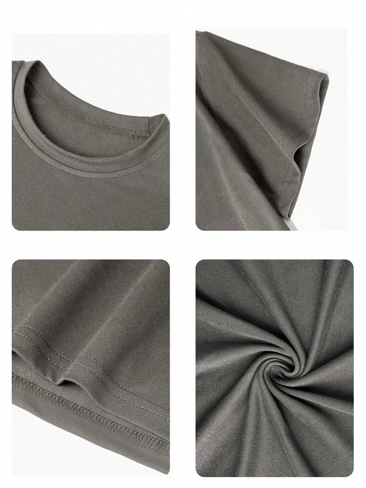 Young Boy 1pc Printed Short Sleeve T-Shirt , Summer Casual For Kids - Apricot - View 11