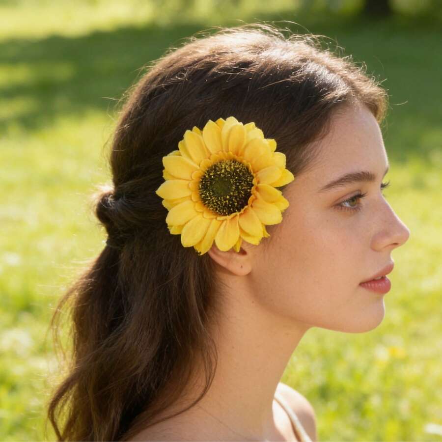 3D Printed Polyester Flower Hair Clips Summer Sweet DIY Artificial Floral Hair Ornaments Women Girls Daily Hair Accessories - 27309-hp-red - 查看 1