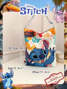 Disney 1 Pc Officially Licensed Stitch Pattern Tote Bag Cartoon Print Casual Shopping Bag,Adjustable Shoulder Strap Shoulder Bag,Lightweight Handbag,Ideal For Women/Girls/Students - Perfect For Fall/Winter/Outings/Shopping - Multicolor - View 4