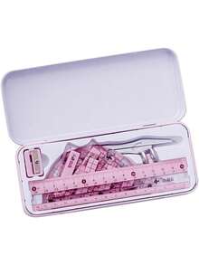 Juego De Lápices De Regla De 8 Piezas,Kit de geometría matemática, de transportador de 8 piezas para suministros de estudiantes,Regla De Dibujo De, para estudiantes en hogar (Rosa),40946022 - Rosa coral - Ver 1