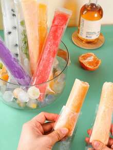 50/100pcs Transparent Disposable Ice Pop Bags, Home Ice Pop Mold, Sealable, Cold-Resistant, For Juice, Soda, Fruit, Freezing - Multicolor - View 7