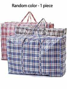 Extra Large Durable Moving Packing Bag, Reusable Zippered Storage Bag, High Capacity Garment Storage Bag, Extra Large Plastic Grid Laundry Shopping Bag With Zipper And Handles, Foldable And Reusable, School Storage Bag, Teacher Storage Bag - Multicolor - View 13