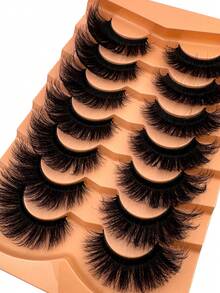7 Pairs Thick Long False Eyelashes, Dramatic 3D Faux Mink Lashes, Full Strip Lashes, Natural Looking Fluffy Cat Eye Lashes For Daily And Party Use - Fluffy Lashes - View 5