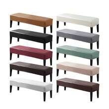 1pc Stretchable PU Waterproof Bench Cover, Suitable For Home Decor, Machine Washable, Modern Style Bench Slipcover, Elastic PU Dining Bench Seat Cover For Bedroom, Living Room, Kitchen, Protects Chair Bench Piano Bench Seat Covers, Removable - Multicolor - View 2