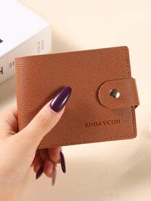 Women's Short Wallet, Multifunctional Minimalist Thin Snap Fold Coin Purse, Mini Compact - Brown - View 6