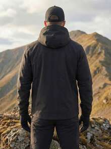 Men's Outdoor Jacket, Spring Hooded Casual Windbreaker, Waterproof Solid Color Outdoor Windproof Coat - 黑色 - 查看 5