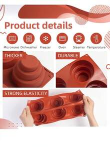 6-Cavity Mini 3-Tier Silicone Cake Mold, Multi-Layer Cupcake Muffin Mousse Mold, DIY Round Cupcake, Cake, Pudding, Cookie, Chocolate, Jelly, Muffin Baking Mold, Non-Stick Bakeware - Multicolor - View 3