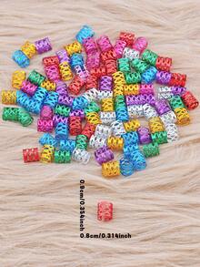 100pcs Multi-Color Hair Accessories Set, Suitable For Braids & Dreadlocks, Includes Beads, Hair Ties, Clips And Adjustable Metal Headbands - Multicolor - View 9