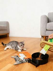 1/2pcs Cat Food Squeezer - Heavy-Duty Plastic Pet Food Dispenser With Non-Slip Base, Easy-Open Lid & One-Touch Operation - No Assembly Needed, Kibble, Travel, Kibble Dispenser, Compact Design, Durable Plastic - Multicolor - View 6