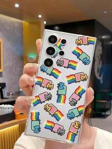 Funda para  con diseño retro de gatito arcoíris en pixel art, apta para las series  17/AIR/16E/15/14/13/12/11/XSMAX/XR/PRO/PLUS/PROMAX/MINI, compatible con las series  S25/A/M/NOTE,  S/G/EDGE/E y modelos de la serie Transsion TECNOCAMON/PHANTOM/SPARK. Transparente, sencilla, elegante y duradera, utiliza material TPU para una mayor protección. Ideal para San Valentín, Halloween, Navidad, Año Nuevo y diversas ocasiones festivas, es una excelente opción para uso personal o para regalar. - transparente - Ver 5
