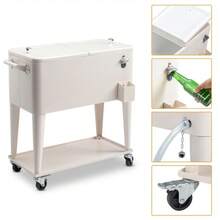 80 Quart Rolling Cooler Cart 4 Wheel Picnic Camping Beverage Cart Ice Beer Chest - 1 - 查看 5