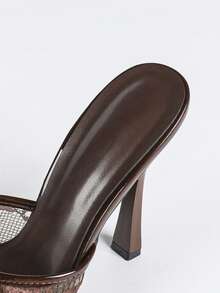 Women's High Heel Pumps Women's Fashion Thermal Lined Autumn Shoes Women's Office Fairy-Style Shoes Women's Fashionable Casual Slip-On Spring Square Toe Shoes - Brown - View 9