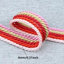 5码8毫米结实耐用的三股伞绳，聚丙烯材质，适用于家居装饰配件DIY手工家纺装饰 - Pick colors - 查看 3