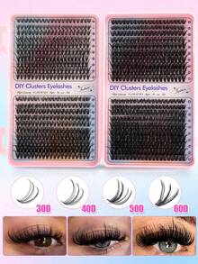 800支/包大容量D型卷翘睫毛夹，大容量睫毛册，10D+20D+30D+40D+50D+60D+80D/50D+60D+80D+100D睫毛嫁接套装，自然眼妆，10-16支混合防水仿貂毛假睫毛，3D单根假睫毛套装，方便携带可重复使用，适合日常出行、度假、日常妆容、角色扮演、全妆及日常佩戴，睫毛簇，单根假睫毛，假睫毛 - D - 查看 4