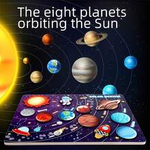 New Wooden Solar System Puzzle Board, Educational Toy For Toddlers
