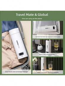 New Portable Electric Water Cup, Multi-Function Electric Kettle, Mini Electric Insulated Water Cup, Suitable For Dorm, Home, Travel, Capacity: 450ml - EU F Type Plug(220-240V) - View 6