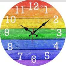 1 Peça Relógio de Parede de Madeira Colorido, Relógio Silencioso Adequado para Sala de Estar, Quarto, Decoração de Ambiente, Decoração Doméstica, Cozinha, Decoração de Escritório, Dia das Mães, Escola, Decoração Sazonal de Primavera - Multicolorido - Visão 4