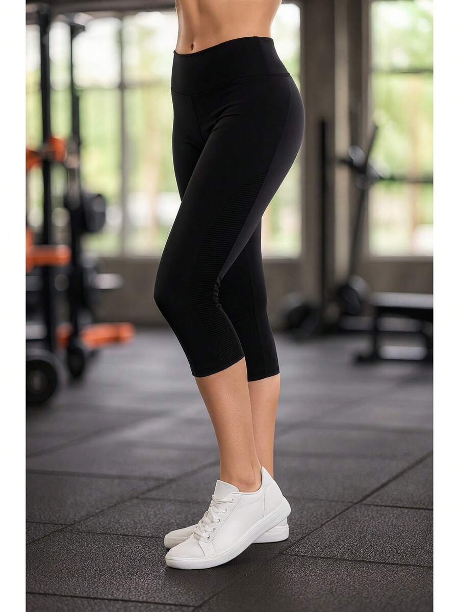 Women's Dry Capri Leggings Leggings Gym Fitness - màu đen - Xem 1