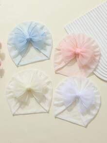 3pcs/Pack Multi-Color Soft Elastic Baby Beanie Hats, Breathable, Suitable For All Seasons, Perfect Gift And Photo Prop - Multicolor - View 3