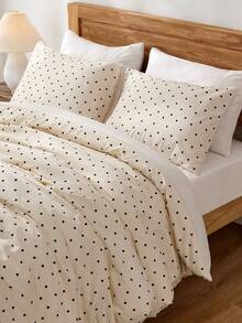 2/3 件套黑色圆点印花被套床上用品套装，纽扣封口被套 - 1 个被套和 1/2 个枕套，透气轻盈，送给爱人的好礼物（不含被芯），适合单人床、双人床、大号床、特大号床等各种尺寸。 - 彩色 - 查看 2