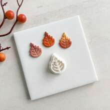 1 pieza/3 piezas Moldes de arcilla blanda con 3 formas diferentes de hojas para hacer pendientes de joyería DIY, con herramientas de corte hechas a mano - Blanco - Ver 5