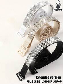 2 Pcs Plus Size Extended Rhinestone Bra Straps Elegant Lengthened Shoulder Straps For Evening Gown Party Dress - Multicolor - View 1