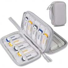 USB Organizador electrónico Bolsa de cable tecnología Estuche de Estuche de cargador para SanDisk/SamData/ Unidades flash USB Jump Drive Memory Stick, tarjeta SD, cable, Gris,40873430 - Azul - Ver 1