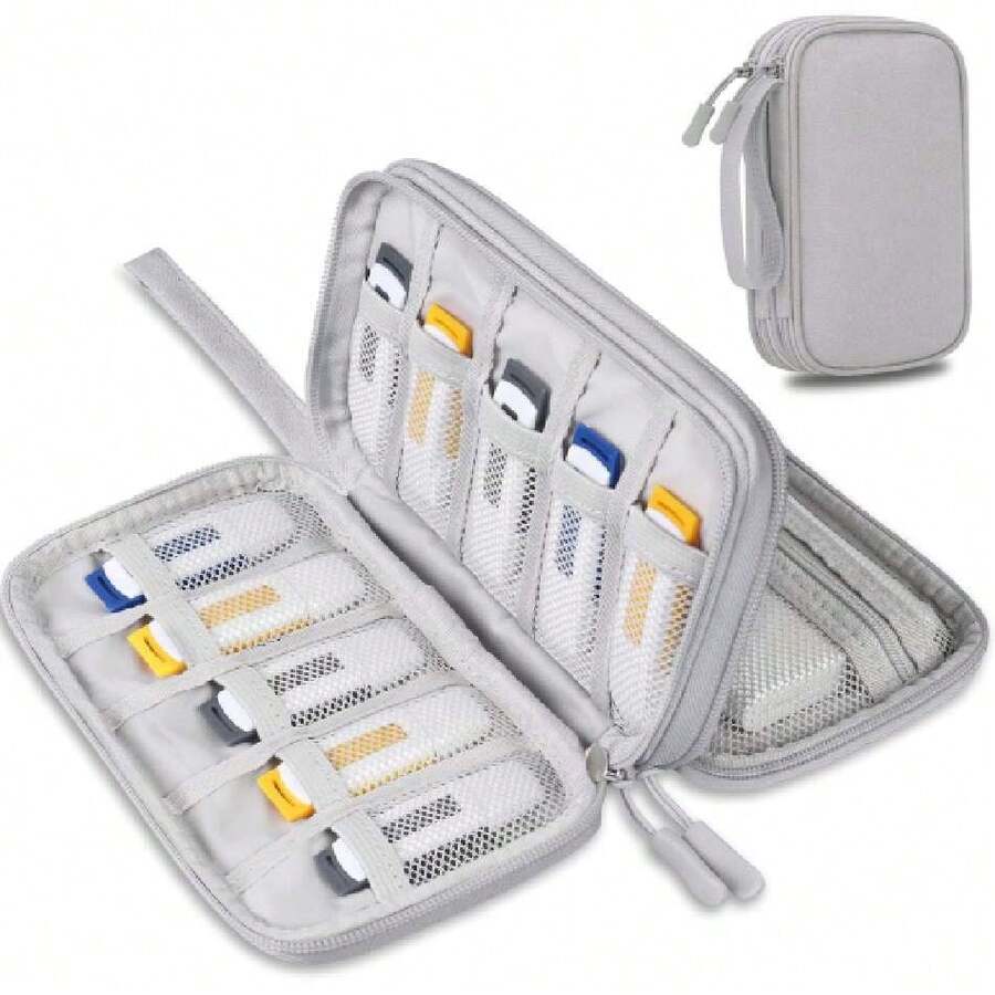 USB Organizador electrónico Bolsa de cable tecnología Estuche de Estuche de cargador para SanDisk/SamData/ Unidades flash USB Jump Drive Memory Stick, tarjeta SD, cable, Gris,40873430 - Azul - Ver 1