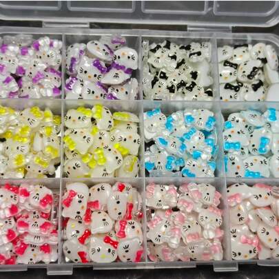 120pcs Cartoon Decorative Beads, Cute Resin Animal Shaped Beads Suitable For DIY Nail Art And Phone Case Decoration