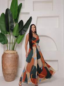 Women's Fitted Tulle Tank Top Jumpsuit - Ginger - View 3