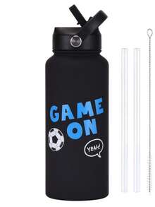 Owal-A 保温不锈钢水瓶 - 32 盎司防漏运动水瓶，配备双功能吸嘴、翻盖吸管和宽口设计 - 可保温 24 小时 - 非常适合健身、旅行和日常使用 - 彩色 - 查看 12