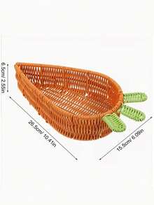 1个胡萝卜造型复活节篮子，复活节派对装饰，用于盛放复活节礼物，编织塑料藤条盘，彩蛋礼品收纳篮，创意装饰篮，复活节派对用品 - 彩色 - 查看 9
