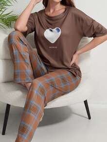 女士夏季睡衣套装，休闲舒适家居服 - 彩色 - 查看 5